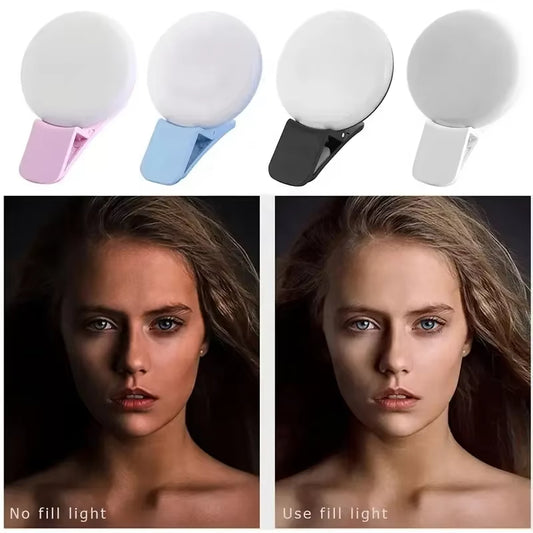 Clip-On Selfie Ring Light – USB Rechargeable | 3 Brightness Levels