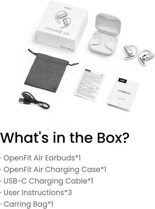 Shokz OpenFit Air Open-Ear Wireless Earbuds – White