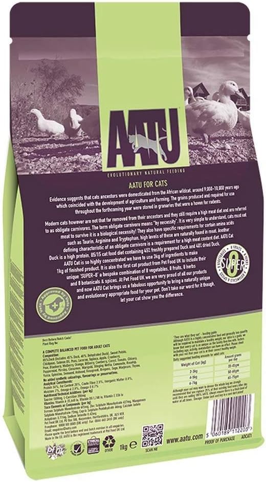 AATU 85/15 Grain Free Duck Dry Cat Food – 1kg to 4kg Packs