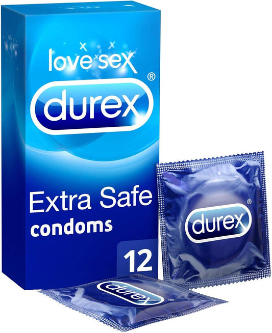 Durex Extra Safe Condoms 12 Pack – Slightly thicker for added protection, with easy-on shape and extra lubrication