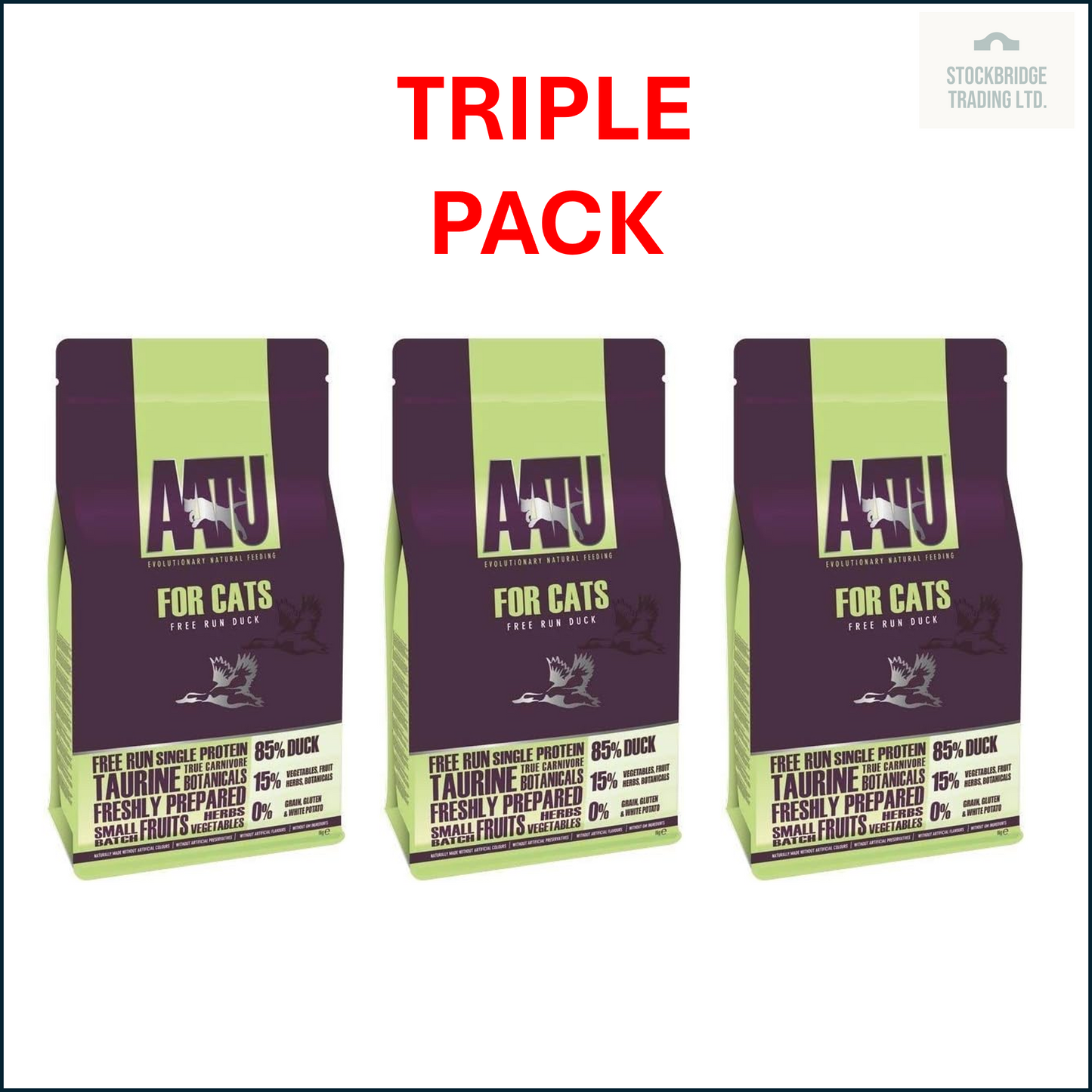 AATU 85/15 Grain Free Duck Dry Cat Food – 1kg to 4kg Packs