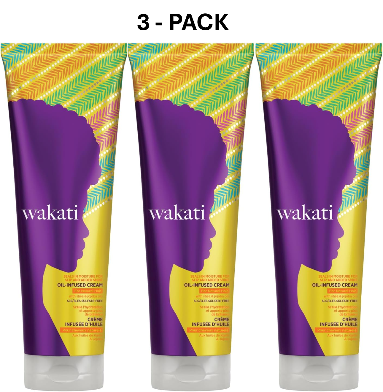 Wakati Oil-Infused Moisturising Detangling Curl Defining Cream 250ml (3 Pack)