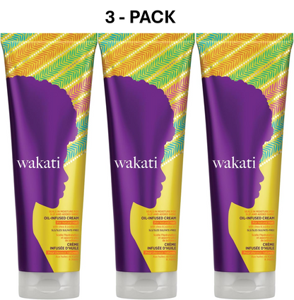 Wakati Oil-Infused Moisturising Detangling Curl Defining Cream 250ml (3 Pack)