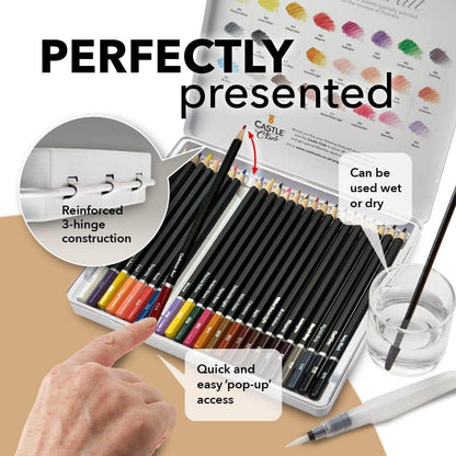 Castle Arts Portraits Watercolour Pencil Set – 24 Piece Tin