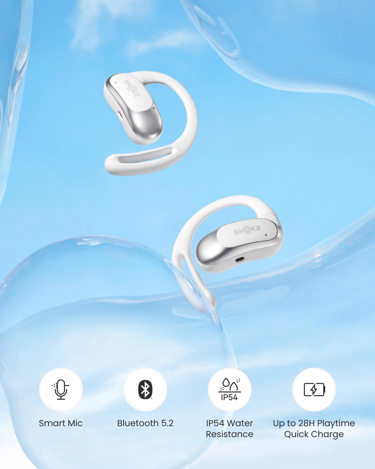 Shokz OpenFit Air Open-Ear Wireless Earbuds – White