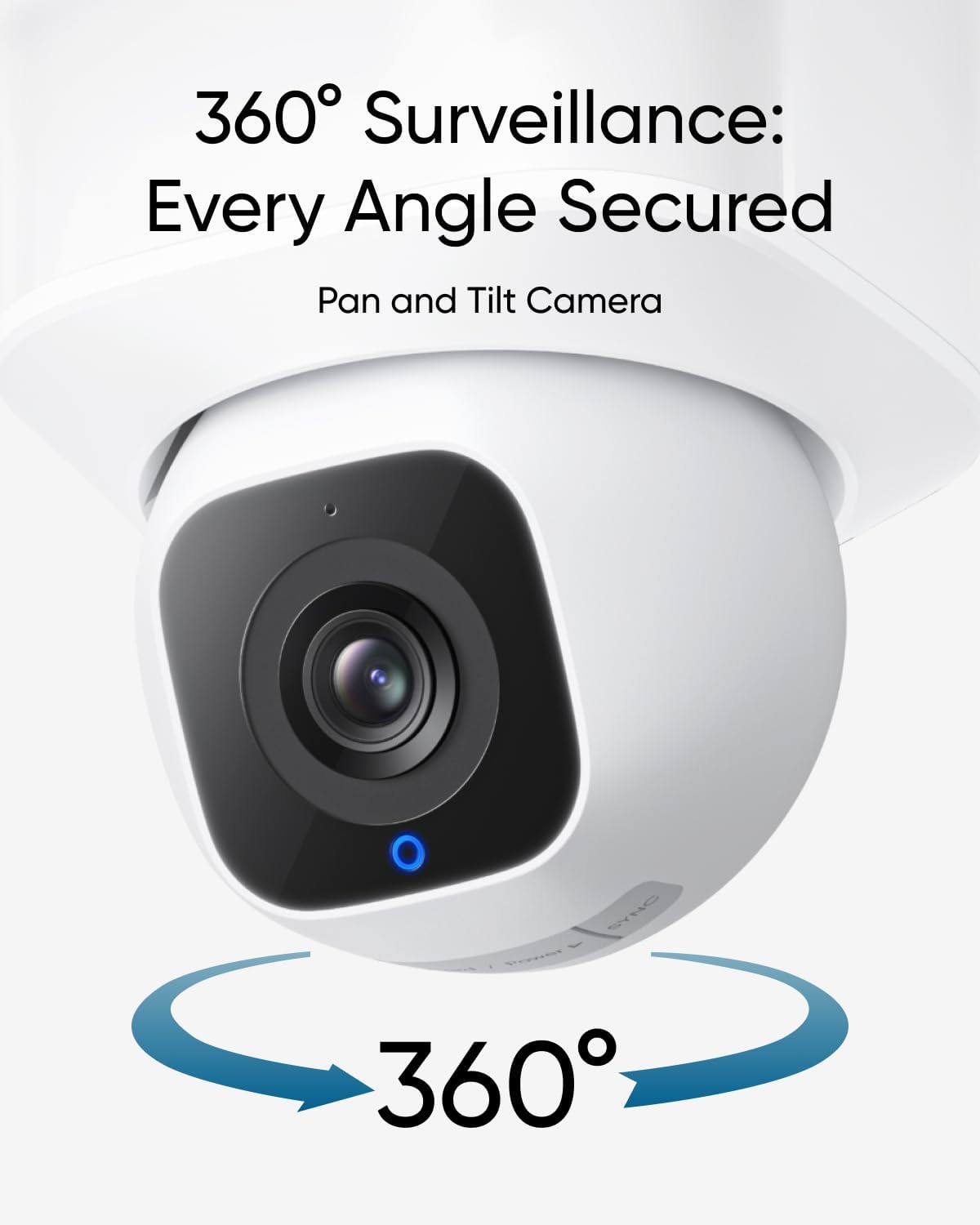 Close-up of Eufy 360° pan and tilt security camera showcasing full-angle surveillance coverage