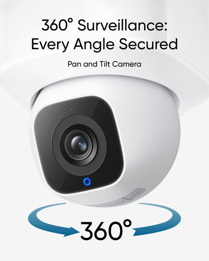 Close-up of Eufy 360° pan and tilt security camera showcasing full-angle surveillance coverage