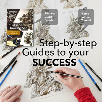 Castle Arts 60 Piece Drawing & Sketching Set in Zip Up Case