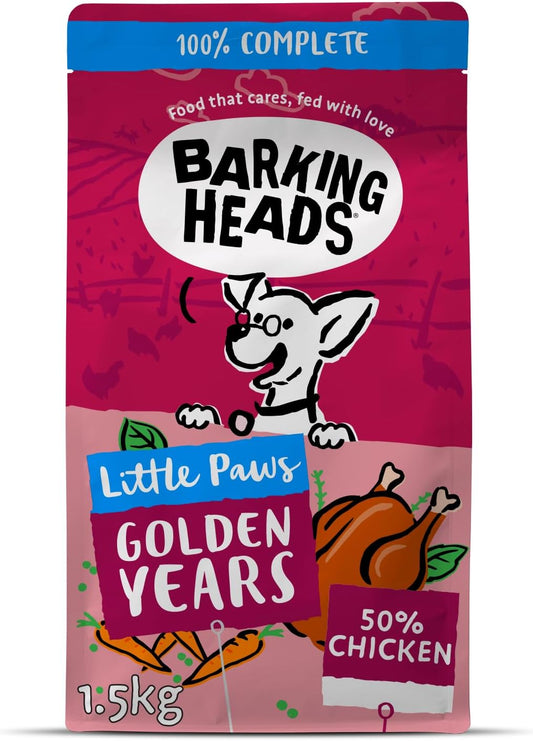 Barking Heads Little Paws Golden Years Chicken Dog Food – 1.5kg to 6kg Packs