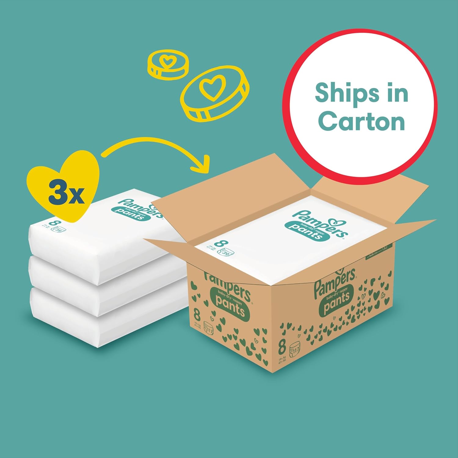 Pampers Baby-Dry Nappy Pants Size 8 – 117 Pack (Monthly Box)