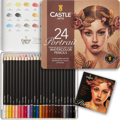 Castle Arts Portraits Watercolour Pencil Set – 24 Piece Tin
