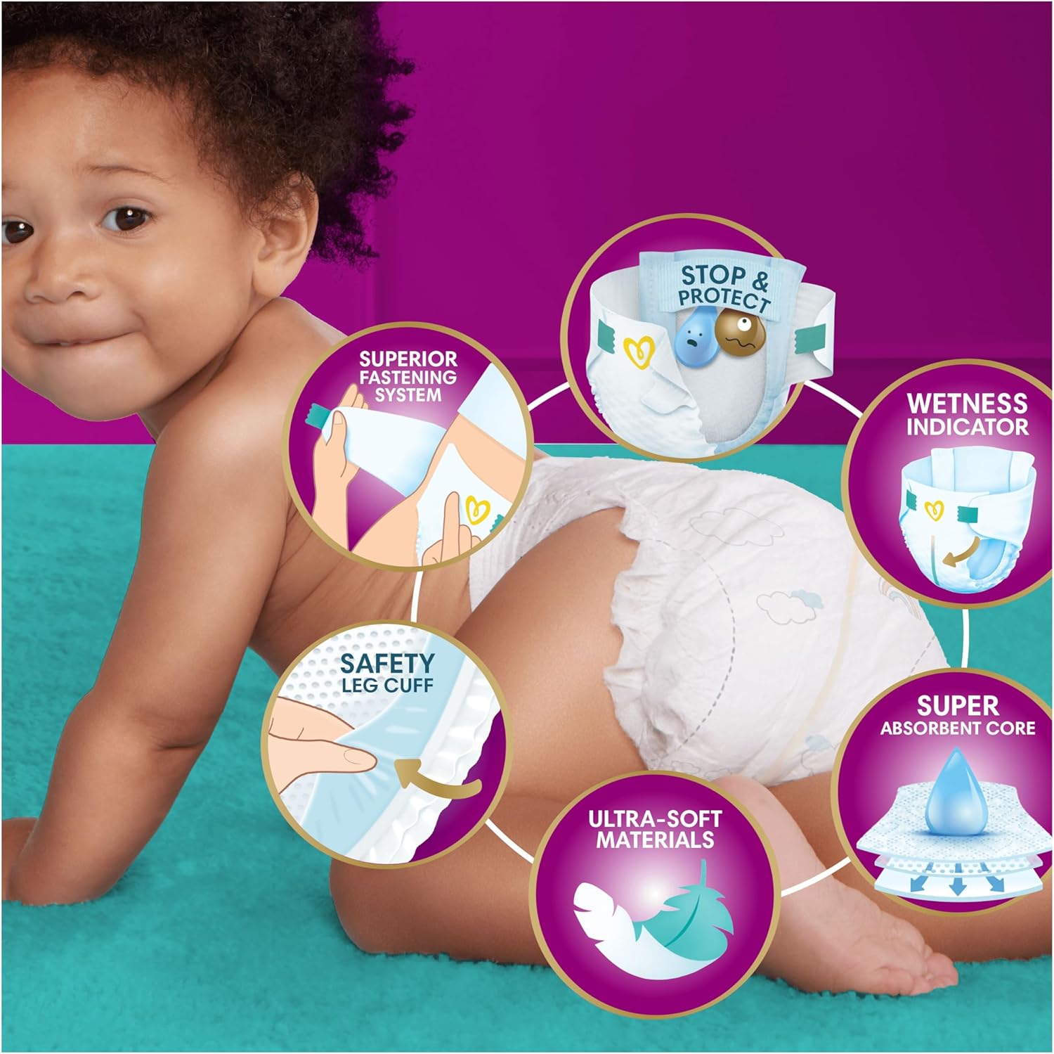 Pampers Premium Protection Size 5 Nappies – 32 to 128 Nappy Packs (11–16kg)