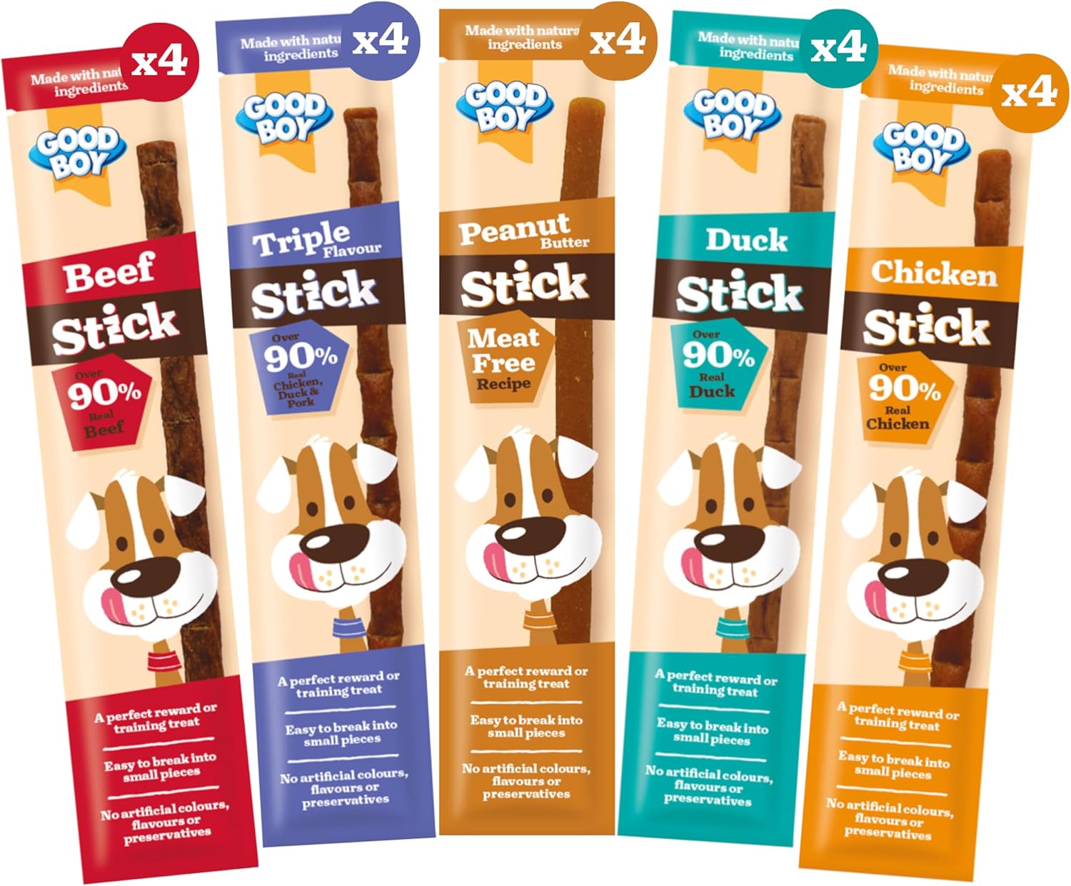 Good Boy Meaty Sticks Variety Pack – 5 Flavours – 20 × 15 g