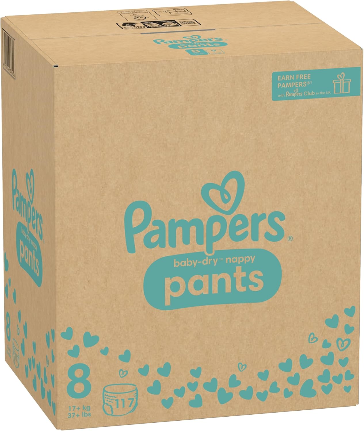 Pampers Baby-Dry Nappy Pants Size 8 – 117 Pack (Monthly Box)