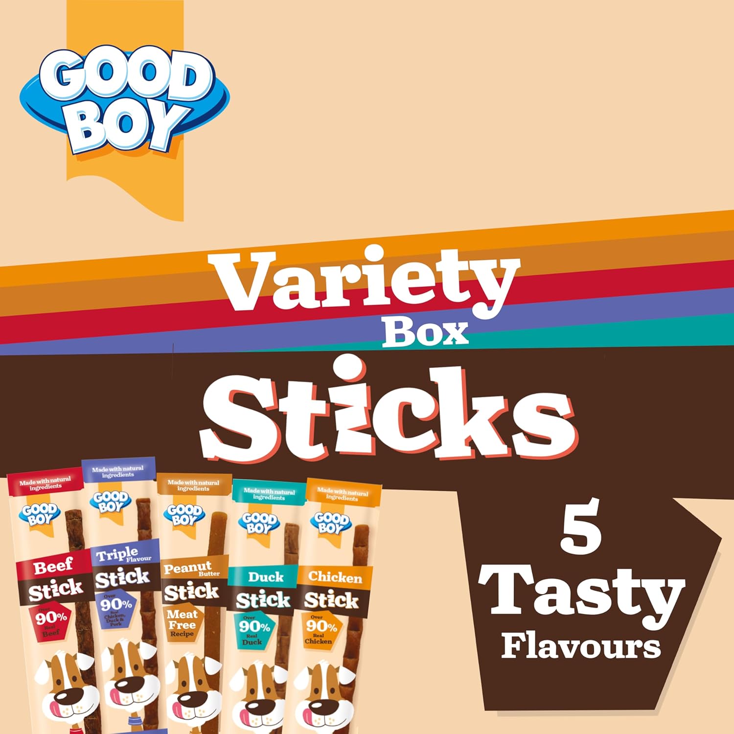 Good Boy Meaty Sticks Variety Pack – 5 Flavours – 20 × 15 g
