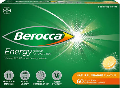 Berocca Orange Effervescent Tablets 60 Pack | Energy Release & Mental Performance