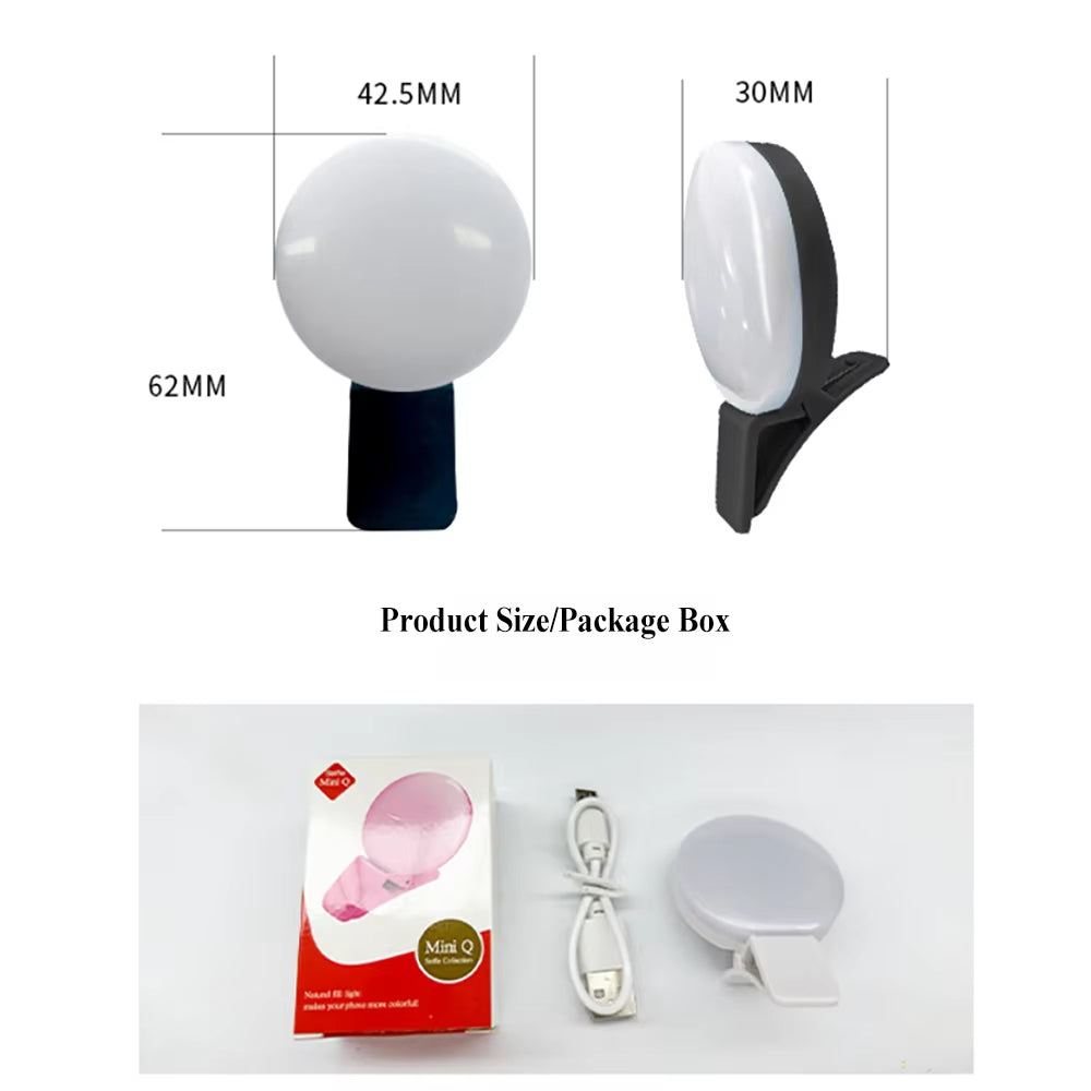 Clip-On Selfie Ring Light – USB Rechargeable | 3 Brightness Levels