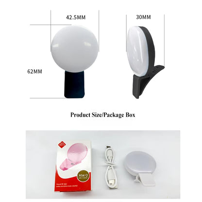 Clip-On Selfie Ring Light – USB Rechargeable | 3 Brightness Levels