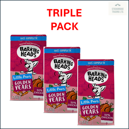 Barking Heads Little Paws Golden Years Chicken Dog Food – 1.5kg to 6kg Packs