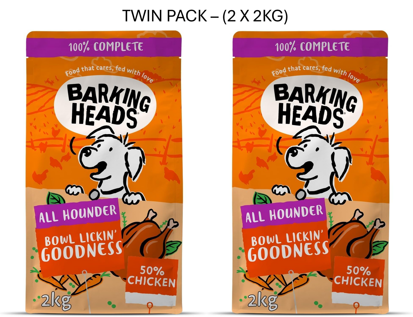 Barking Heads Chicken Dry Dog Food 2kg – Single or Twin Pack