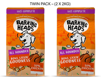 Barking Heads Chicken Dry Dog Food 2kg – Single or Twin Pack